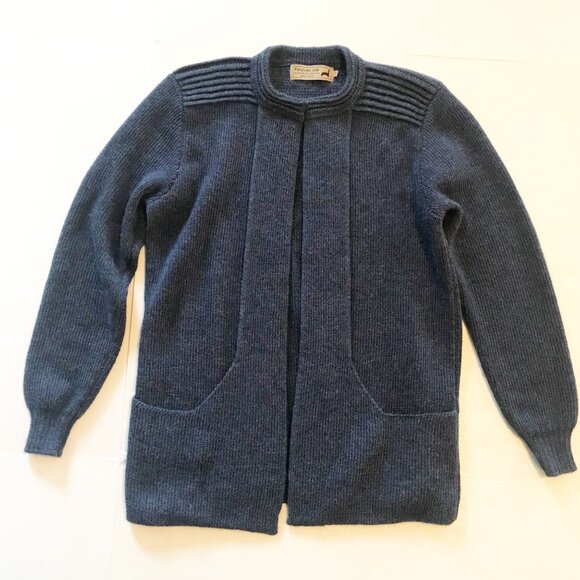 Peruvian Link Alpaca Collection Ebel Open Front Blue Sweater Womens One Size - Picture 2 of 8